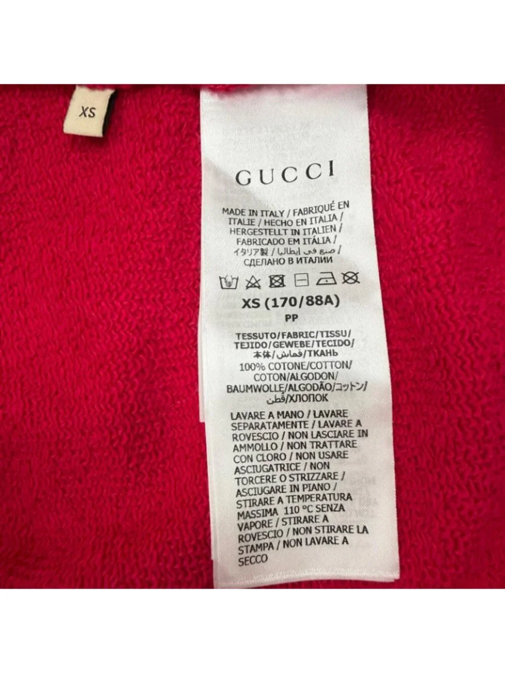 Gucci Cotton 100% Logo Print Pullover Hoodie Pink XS